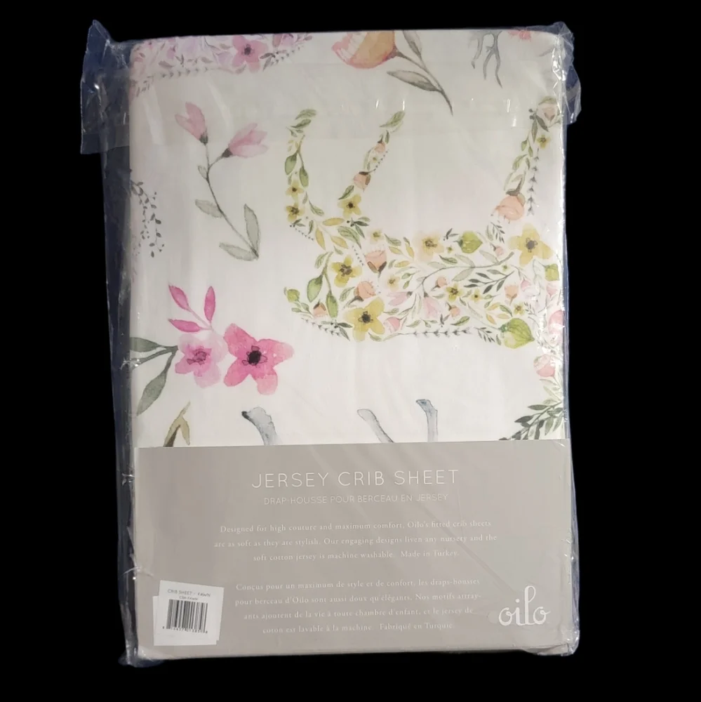 Oilo Fawn Jersey Crib Sheet- Blush - Picture 9 of 9